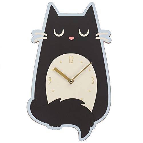 Puckator Feline Fine Cat Shaped Picture Clock - Wall Clock Clocks - Mens Cute Cool Preppy Home Gaming Room Bedroom Office Decor Decoration - Asthetic Accessories Stuff Men Things