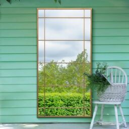 "The Tabula - New Gold Metal Framed Window Wall or Leaner Garden Mirror 71"" X 35"" (180CM X 90CM)"