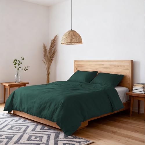 Water Washed Effect Double Duvet Cover Set, Duvet Cover 250 x 200 cm with Envelope and Two Pillowcases - Petrol