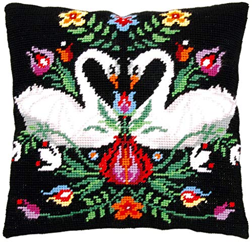 Vervaco Tapestry Cushion Zara Satin Cross Stitch Embroidery Kit, Vorbeze Nice, Cotton, multicoloured, 40 x 40 x 0.3 cm