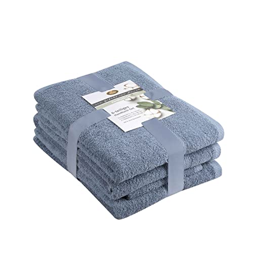 Gözze - Towel Set, 2 Hand Towels (50 x 100 cm), 2 Bath Towels (70 x 140 cm) and 2 Guest Towels (30 x 50 cm), 100% Cotton, 480 g/m² - Blue