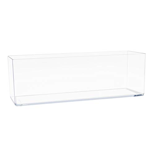 "Royal Imports Flower Vase Acrylic Rectangle- Decorative Centerpiece for Home or Wedding - Non Breakable Plastic, 4"" X12 Low Square - Clear"
