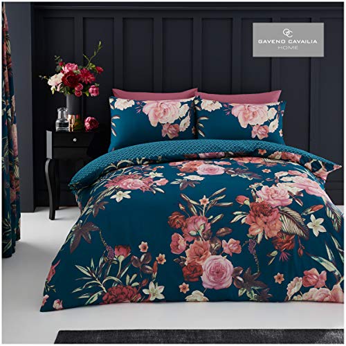 GC GAVENO CAVAILIA Easy Care Duvet Cover Printed Quilt Set Reversible Bedding, King, Teal