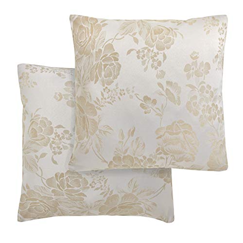 Emma Barclay Grace – Floral Jacquard Cushion Cover in Natural - 17x17 (43x43cm)
