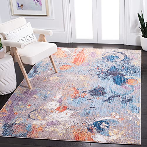 Safavieh Trendy New Transitional Indoor Woven Rectangle Area Rug, Bristol Collection, BTL342, in Grey / Blue, 122 X 183 cm for Living Room, Bedroom or Any Indoor Space