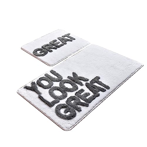 WELL HOME MOBILIARIO & DECORACIÓN You Look Great 2 Piece Bath Mat Set Light Grey