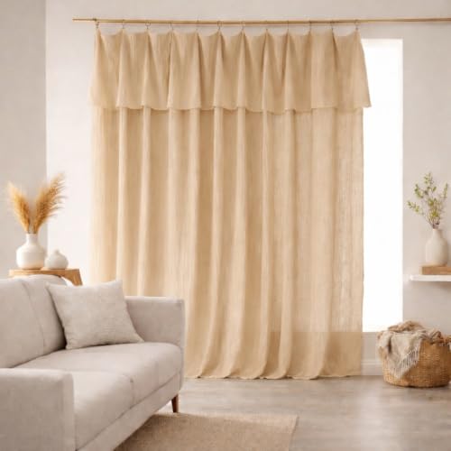 Curtain 100% Cotton Gauze 180 x Max 300 cm (Adjustable) Light Beige - Adjustable