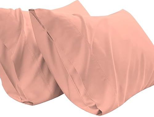 TBM Oversize Pillow Case Extra Large Fits Even The Fluffiest Pillows Including Huge Gaint Pillows Extra Tall Pillowcase 100% Egyptian Cotton 600 Thread Count (Peach Pink, King 23W X 43L)