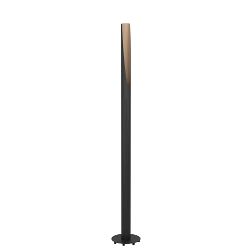 Eglo LED Floor lamp Barbotto, Elegant Standing Light, uplighter for Living Room and Bedroom, floorlamp with indirect Light, Black Steel and Natural Wood, Warm White, 54 in