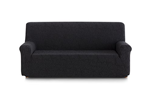 blindecor GOYA Elastic Sofa Cover 2 SEATER, Fabric, Black, 90 x 130 x 100 cm