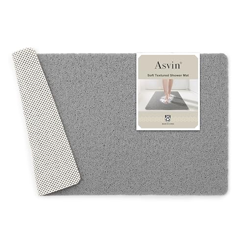 "Asvin Soft Textured Shower Mat Non Slip Anti Mould for Inside Shower & Bath (24""x16"" inch) Phthalate Free Rubber Loofah Bathroom Mats for Slippery Surfaces and Wet Areas, Quick Drying"