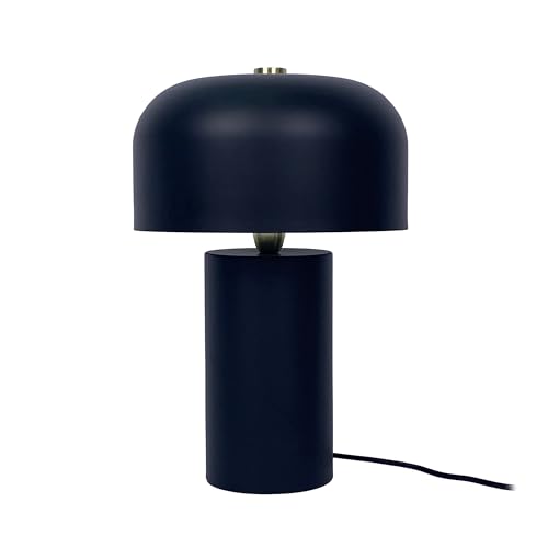 Relaxdays table lamp, mushroom shape, metal, E14, cable bedside lamp, HxD: 40 x 25 cm, desk lamp, black