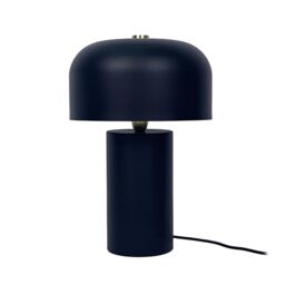 Relaxdays table lamp, mushroom shape, metal, E14, cable bedside lamp, HxD: 40 x 25 cm, desk lamp, black