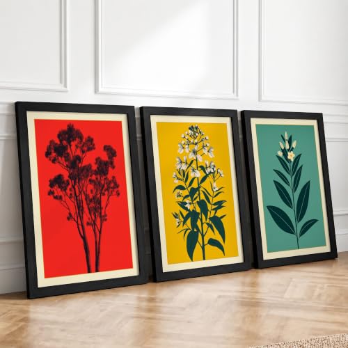 Single Stem Studies Botanical Set of 3 Framed Wall Art Prints A3