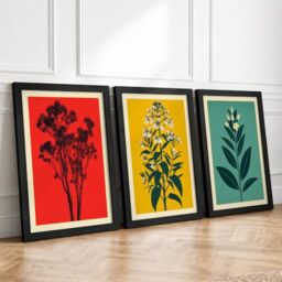 Single Stem Studies Botanical Set of 3 Framed Wall Art Prints A3