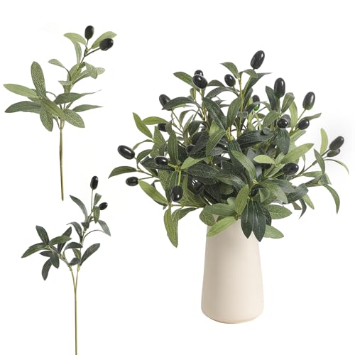 "Koroni Flowers 10 Pcs 11.8"" Artificial Olive Leaves Stems, Realistic Faux Plants Olive Tree Branches for Vase Decor, Wedding Centerpieces, Farmhouse Home Party Decor"