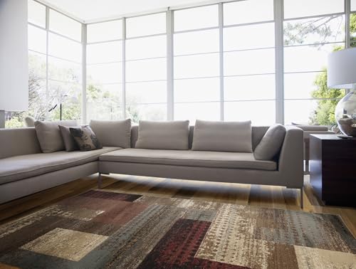 Livabliss Shama Licourt Abstract Marble Style Floor Covering 200x290 cm – Modern Design for Living Room, Dining & Bedroom, Soft Medium Pile, Brown, Red, Grey & Black