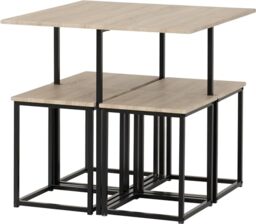 Seconique Stowaway Dining Set, Engineered Wood, Sonoma Oak Effect/Black, W 800mm x D 800mm x H 760mm