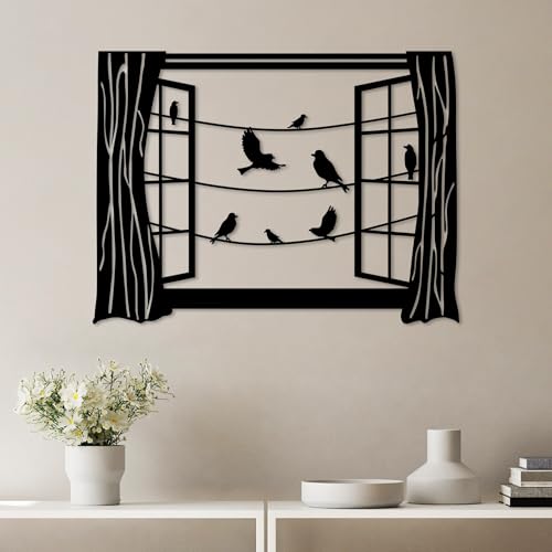 Stylish Black Decorative Metal Wall Accessory, 70 x 52 cm, 100% Metal (1.5 mm Thick), Easy Wall Mounting, Perfect for Modern Home Decor