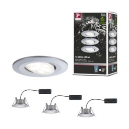 Paulmann 99929 Calla LED recessed luminaire Round Set of 3 incl. 3x6W IP65 recessed Spotlight Chrome matt Cabinet Light Plastic recessed lamp 4000K