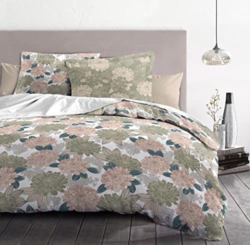 Home Linge Passion - Duvet Cover - 2 Pieces - 100% Cotton - 57 Thread Count - Single - 140 x 200 cm - Vendomes - Green