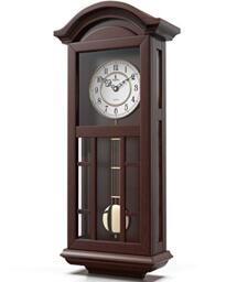 Pendulum Wall Clock Battery Operated - Hanging Grandfather Wall Clock with Pendulum - Quiet Wood Pendulum Clock - Wooden Wall Clock for Living Room Decor, Office & Home D??cor Gift 27x11.5