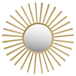 Premier Housewares Champagne Gold Sun Wall Mirror/Sunburst Wall Mirror/Contemporary Wall Mirrors/Stick on Mirrors For Walls/Wall Mirrors For Hallway/ W92 x D7 x H92cm.