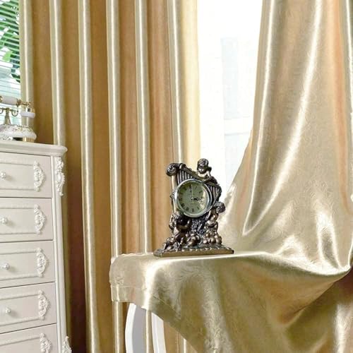MYRU 2 Panels Set Semi Blackout Gold Curtains for Living Room Embossed Flower Curtains for Bedroom (2 Panels 52 x 84 Inch, Gold)