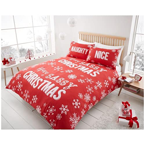 Luxury Snowflake Duvet Set Double Size, Warm & Comfy Christmas Quilt Bedding Set, 3 Piece Noel Bed Cover, Multi