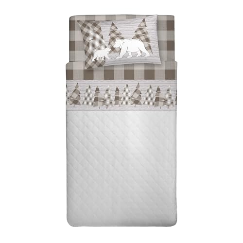 PENSIERI DELICATI Single Bed Set, Flannel, 100% Warm and Soft Cotton, Complete Bedding Set for Single Bed 90 x 200 cm, Includes Bottom Sheet, Top Sheet and 1 Pillowcase, Made in Italy, Canada Beige