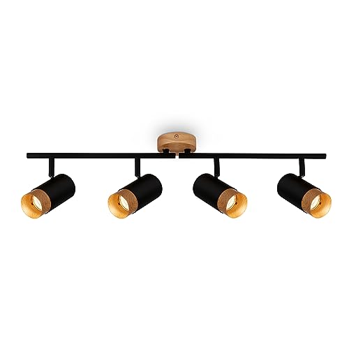 BRILONER Ceiling Light, Wood Application, Adjustable Living Room Lamp Bedroom Kitchen Lamp Black-Wood