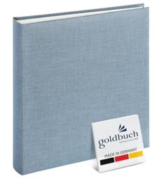 Goldbuch Summertime Trend 2 24607 Photo Album with 60 White Pages with Pargamine Dividers, Memory Album with Linen Cover, Photo Album for Gluing, Blue/Grey, 25 x 25 x 4 cm