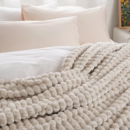 "PHF Luxury Soft Fleece Blanket King Size, No Shed No Pilling, 380GSM Fluffy Cozy Throw Blankets for Bed, 108""x90"",Lightweight Warm Bedding for Home Decor, for Women, Oak"