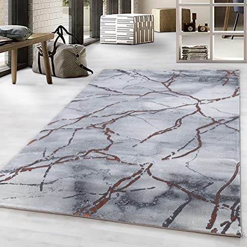 Giantore Flat Pile Rug Living Room Marble Look Bedroom Short Pile Rug