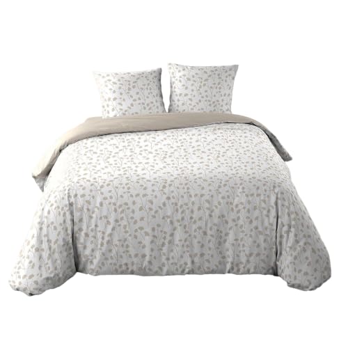 Douceur d'Int??rieur, 3-Piece Bedding Set (240 x 220 cm) Purple Natural, 100% Cotton