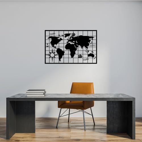 Stylish Black Decorative Metal Wall Accessory, 90 x 58 cm, 100% Metal (1.5 mm Thick), Easy Wall Mounting, Perfect for Modern Home Decor