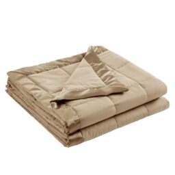 Madison Park Windom Down Alternative Blanket, Premium 3M Scotchgard Moisture Wicking Treatment, Lightweight and Soft Bed Cover For All Season, Satin Trim, Brown Twin