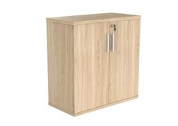 Office Hippo Essentials Heavy Duty Storage Cupboard With Adjustable Shelving, Featuring 2 Lockable Doors, Suitable For Commercial Office, Home And Classroom, Canadian Oak, 40D x 80W x 81.6Hcm