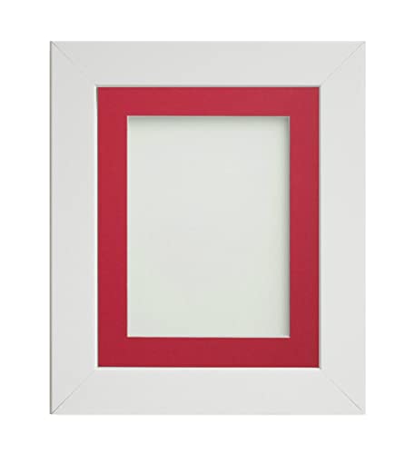 Frame Company Watson White Picture Photo Frame fitted with Perspex, A4 with Red Mount for image size 10x6 inch