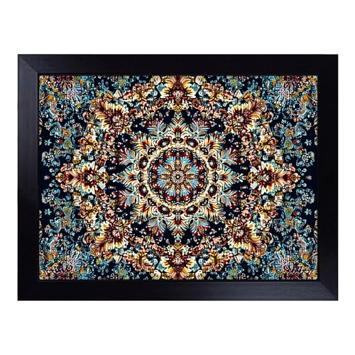 Lap Tray with Bean Bag Cushion, Mandala Art - Handmade in the UK, Raised Wooden Edge, Padded Cushion, Heat-Resistant Wipe-Clean Surface, for Meals, Laptops and Crafts