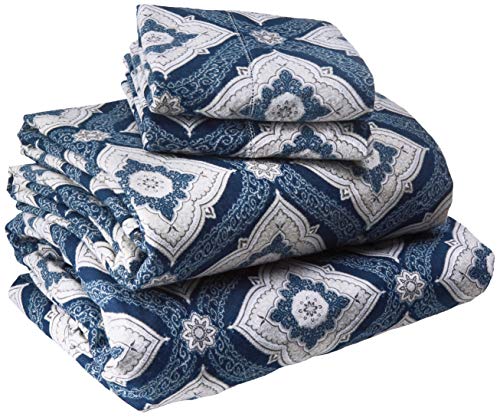 Tribeca Living 200-GSM Damask Printed Deep Pocket Flannel Sheet Set Full