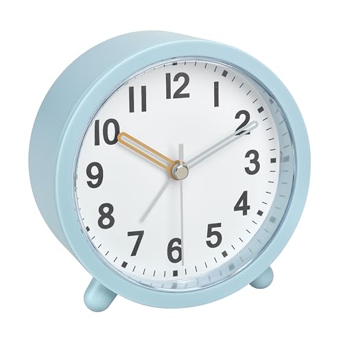 TFA Dostmann Analogue Alarm Clock with Quiet Movement, 60.1043.20, Table Clock with Quartz Movement, Battery Operated, Includes Snooze Function, Backlight, Easy to Read, Turquoise