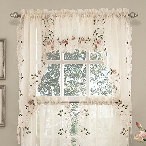 "Sweet Home Collection Kitchen Curtain, Rosemary Linen, 38"" W x 60"" L (Pack of 1)"