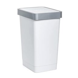 TATAY Smart 25L Rubbish Bin Kitchen with Swing Lid - Compact and Functional - Indoor and Outdoor Use - Fits 30L Bags - BPA-Free Durable Plastic - 26x34x47cm, White