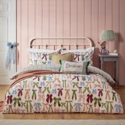 furn. Noortje Bows Duvet Cover Set (Silk Pink - Super King)