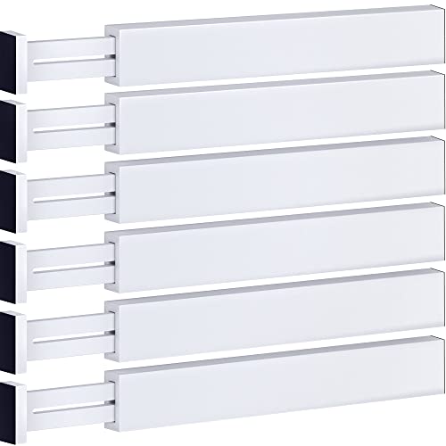 "Adjustable Bamboo Drawer Divider Organizers - 6 Pack Large Expandable Drawer Organization Separators for Kitchen Utensils, Dresser, Bedroom, Bathroom, Baby Drawer, Office - 17.5??? to 22"" (White)"