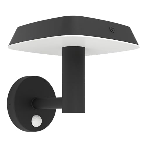 Eglo LED Outdoor wall lamp Dreoli, Solar Light Fixture with Motion Detector, Porch Lighting Made of Black Plastic, IP44