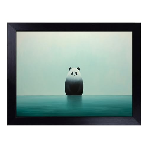 Lap Tray with Bean Bag Cushion, Panda Minimalism - Handmade in the UK, Raised Wooden Edge, Padded Cushion, Heat-Resistant Wipe-Clean Surface, for Meals, Laptops and Crafts