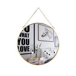 "LONGWIN Hanging Wall Circle Mirror Decor Gold Geometric Mirror with Chain for Bathroom Bedroom Living Room 15.7"""