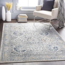 Livabliss Mayfair Vintage Rug - Area Rugs for Living Room 120x170 cm, Bedroom - Scandi Neutral Rug, Traditional Patterned Boho Rug Style, Natural Easy Care Pile - Large Rug, Grey and Blue Rug